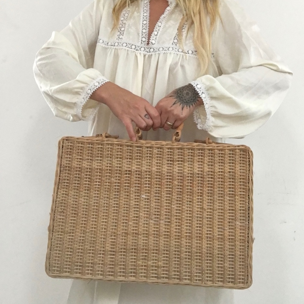 Vintage Rattan Suitcase